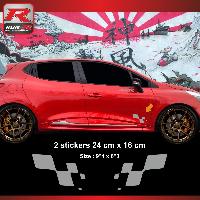 Adhesifs & Stickers Auto Sticker damier compatible avec Clio Megane Twingo - Argent - Run-R