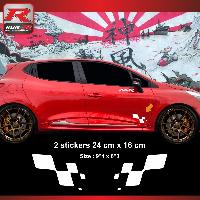 Adhesifs & Stickers Auto Sticker damier compatible avec Clio Megane Twingo Blanc - Run-R