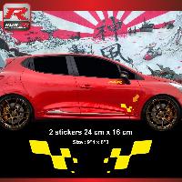 Adhesifs & Stickers Auto Sticker damier compatible avec Clio Megane Twingo Jaune - Run-R