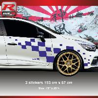 Adhesifs & Stickers Auto Sticker damier geant compatible avec aile avant RENAULT CLIO RS Marine - Run-R