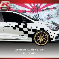 Adhesifs & Stickers Auto Sticker damier geant compatible avec aile avant RENAULT CLIO RS Noir - Run-R