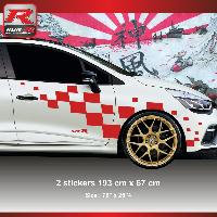 Adhesifs & Stickers Auto Sticker damier geant compatible avec aile avant RENAULT CLIO RS Rouge - Run-R