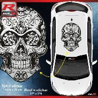 Adhesifs & Stickers Auto Sticker de toit CALAVERA compatible avec peugeot tete de mort - version noir et blanc - Run-R