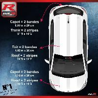 Adhesifs & Stickers Auto Sticker double bandes de toit et capot 00AEB compatible avec PEUGEOT 208 et 207 - BLANC - Run-R