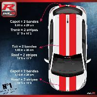 Adhesifs & Stickers Auto Sticker double bandes de toit et capot 00AER compatible avec PEUGEOT 208 et 207 - ROUGE - Run-R