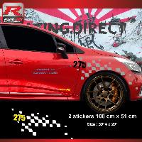 Adhesifs & Stickers Auto Sticker personnalisable compatible avec aile avant de RENAULT CLIO RS Argent Noir - Run-R