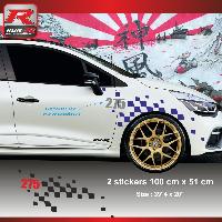 Adhesifs & Stickers Auto Sticker personnalisable compatible avec aile avant de RENAULT CLIO RS Marine Argent - Run-R