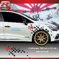 Adhesifs & Stickers Auto Sticker personnalisable compatible avec aile avant de RENAULT CLIO RS Noir Rouge - Run-R