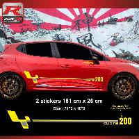 Adhesifs & Stickers Auto Sticker personnalisable compatible avec Clio RS - Look style Megane R26r Jaune Argent - Run-R