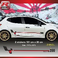 Adhesifs & Stickers Auto Sticker personnalisable compatible avec Clio RS - Look style Megane R26r Noir Rouge - Run-R