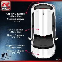 Adhesifs & Stickers Auto Stickers 00ADB double bandes de toit et capot blanches compatible avec Peugeot 206 207 208 - Run-R