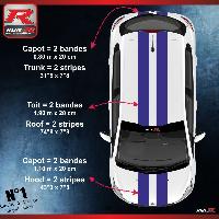 Adhesifs & Stickers Auto Stickers 00ADM double bandes de toit et capot marines compatible avec Peugeot 206 207 208 - Run-R