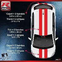 Adhesifs & Stickers Auto Stickers 00ADR double bandes de toit et capot noires compatible avec Peugeot 206 207 208 - Run-R