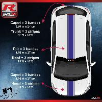 Adhesifs & Stickers Auto Stickers 00AHM triple bandes de toit et capot Marines compatible avec Peugeot 206 207 208 - Run-R