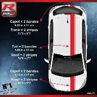 Adhesifs & Stickers Auto Stickers bande de toit asymetriques compatible avec PEUGEOT 208 et 207 - ROUGE - Run-R