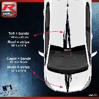 Adhesifs & Stickers Auto Stickers dechirure compatible avec le toit et le capot des PEUGEOT 208 et 207 - NOIR - Run-R