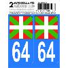 Adhesifs & Stickers Autocollant departement 64 - DRAPEAU BASQUE -x2-