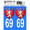 Adhesifs & Stickers Autocollant departement 69 - BLASON LYONNAIS -x2-