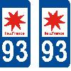 Adhesifs & Stickers Autocollant departement 93 - SEINE SAINT DENIS -x2-