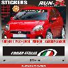 Adhesifs Fiat 1 pare-soleil FORZA ITALIA 125 cm - Fond NOIR logo VERT BLANC ROUGE - Run-R