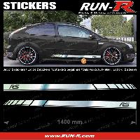 Adhesifs Ford 2 stickers compatible avec FORD 140 cm - CHROME lettres NOIRES - Run-R
