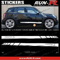 Adhesifs Mini 2 stickers MINI COOPERS S 140 cm - BLANC lettres ARGENT - Run-R