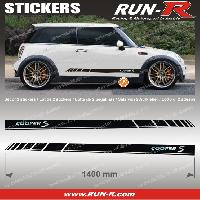 Adhesifs Mini 2 stickers MINI COOPERS S 140 cm - NOIR lettres CHROMES - Run-R