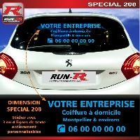 Adhesifs Peugeot Sticker publicitaire personnalise pour vitre arriere 00BYB bleu - Run-R