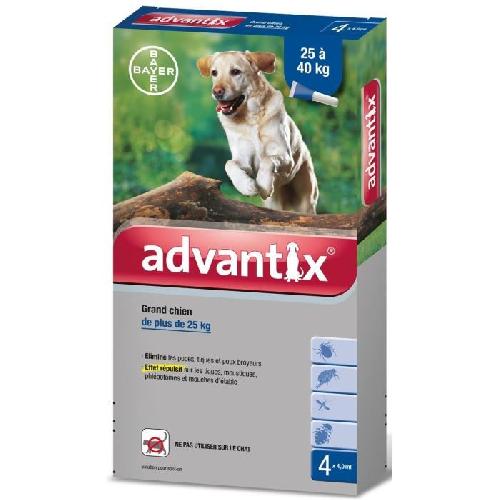 Antiparasitaire - Pipette - Lotion - Collier - Pince - Spray -shampoing - Crochet Tique Advantix Chien Solution Antiparasitaire Grande Race 25 a 40kg 4 pipettes