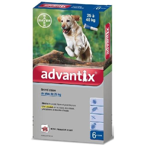 Antiparasitaire - Pipette - Lotion - Collier - Pince - Spray -shampoing - Crochet Tique Advantix Chien Solution Antiparasitaire Grande Race 25 a 40kg 6 pipettes