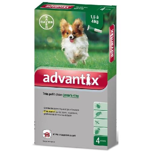 Antiparasitaire - Pipette - Lotion - Collier - Pince - Spray -shampoing - Crochet Tique Advantix Chien Solution Antiparasitaire Puces Tiques Repulsif Mouches Moustiques Phlebotomes 1.5 a 4kg 4 pipettes