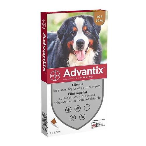Antiparasitaire - Pipette - Lotion - Collier - Pince - Spray -shampoing - Crochet Tique Advantix Chien Solution Antiparasitaire Tres Grande Race 40 a 60kg 6 pipettes