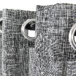 Rideau - Double Rideaux ALECTO Rideau a oeillets effet chine metallise - Noir - 140x250 cm