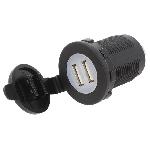 Alimentation automobile- USB A femelle x2- Tens.alim- 12-24VDC - Noir