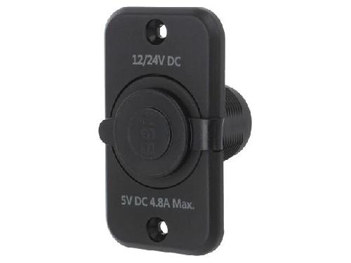 Modules divers aux usb Alimentation automobile- USB A femelle x2- Tens.alim- 12-24VDC - Noir