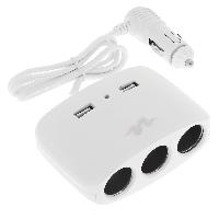 Allume Cigare - Prise Allume-cigare 3 Multiprises Allume Cigare + 2 Usb 2.1a Blanc - Pulse