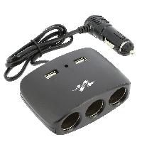 Allume Cigare - Prise Allume-cigare 3 Multiprises Allume Cigare + 2 Usb 2.1a Noir - Pulse Allume Cigare - Prise Allume-cigare 3 Multiprises Allume Cigare + 2 Usb 2.1a Noir - Pulse