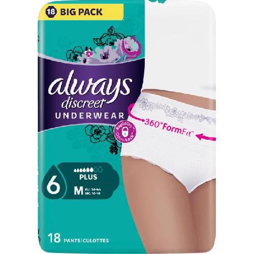 ALWAYS Discreet+ Culottes Incontinence M  x18