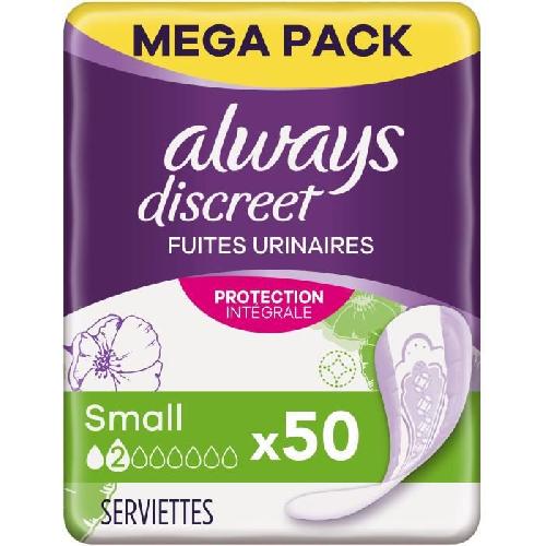 ALWAYS Discreet Serviettes pour fuites urinaires Small x50