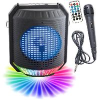 Amplificateur - Enceintes INOVALLEY HP74BTH - Enceinte lumineuse karaoké Bluetooth 20W - Lumiere LED multicolore - Port USB. Radio FM. Entrée micro. Aux-In
