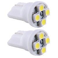 Ampoule - Eclairage Tableau De Bord 2 Ampoules 4 LEDs - T10 12V 1W 7000K - W2.1x9.5D - Puce SMD - Wedgebase - Blanc