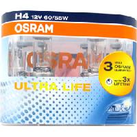 Ampoule Phare - Ampoule Feu - Ampoule Clignotant 2 ampoules H4 Ultra Life 12V 60-55W x10 Ampoule Phare - Ampoule Feu - Ampoule Clignotant 2 ampoules H4 Ultra Life 12V 60-55W x10