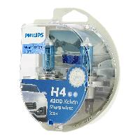 Ampoule Phare - Ampoule Feu - Ampoule Clignotant PHILIPS 2 ampoules H4 WhiteV ultra