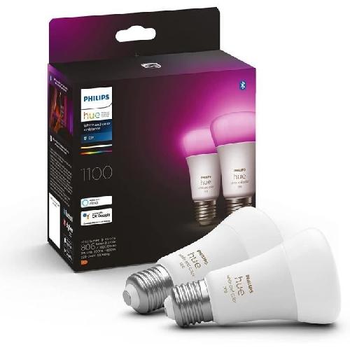 Ampoule Intelligente Ampoules connectees Philips Hue pack de 2 ampoules White et Color Ambiance standard E27 75W