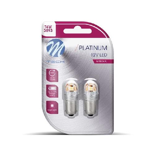 Ampoules BA 12V Ampoules Led X 2 - Ba9S T4W. 12-24V 5X2835Smd 1W. Blanc -Lb837W-02B Platinum-