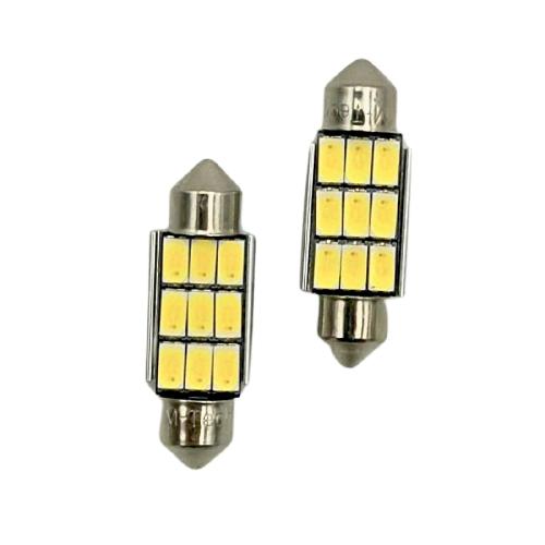 Ampoules Wedgebase - Veilleuses Ampoules Led X 2 Canbus - Navette C5W 2.2W 36Mm 9Xsmd5630 Blanc
