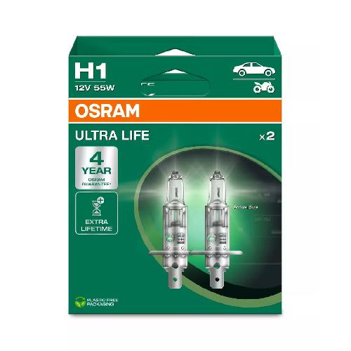 Ampoules H1 12V Ampoules Osram Ultralife H1 X2 12V Duobox Eco Packaging