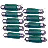 Ampoules Wedgebase - Veilleuses 10 Ampoules Navettes - 12V - 10W - T11 - 41mm - Vert - C5W - 41mm