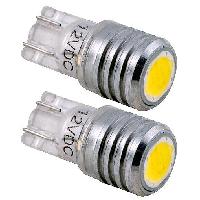 Ampoules Wedgebase - Veilleuses 2 Ampoules LED - T10 12V 1W 8000K - W2.1x9.5D - Puce SMD - Wedgebase 303CHIP - Blanc