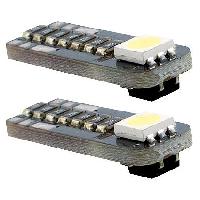 Ampoules Wedgebase - Veilleuses 2 Ampoules LED - T10 12V 3W 8000K - W2.1x9.5D - Puce SMD - Position Verticale